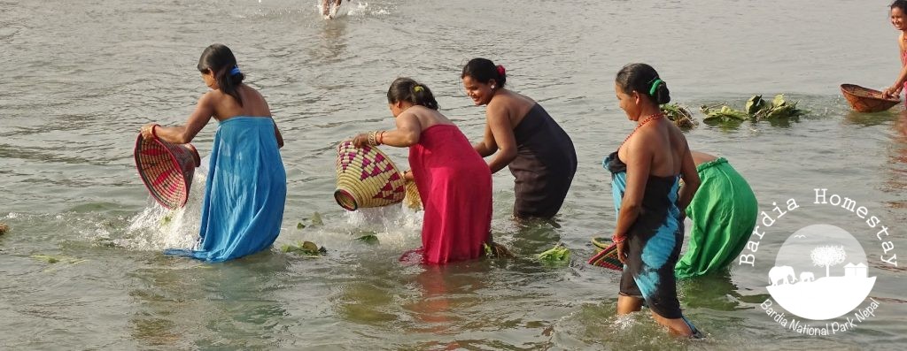 Tharu women river Bardia National Park