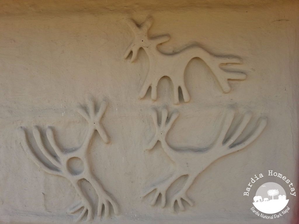 tharu house decoration bardia nationalpark