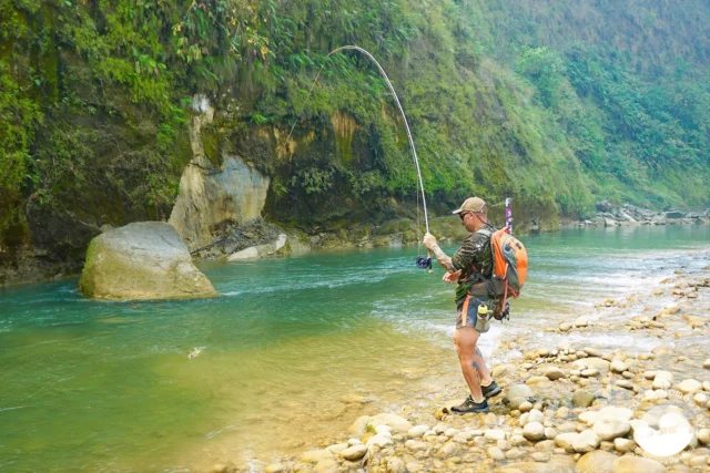 Fishing Babai river Bardia National Park Nepal